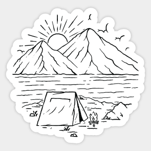 Camping Lake and Mountain Sticker